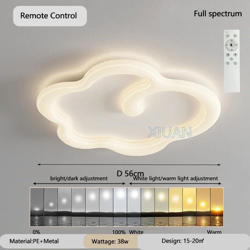 lustre scandinave nuage blanc avec télécommande optionnelle led