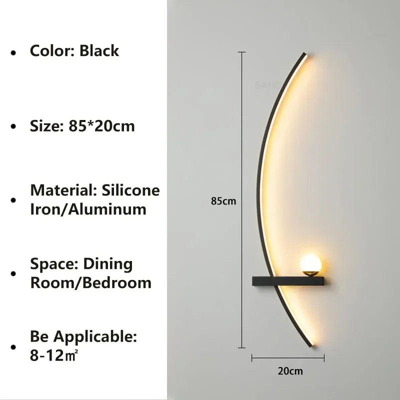 applique murale led nordique rayée pour décoration intérieure