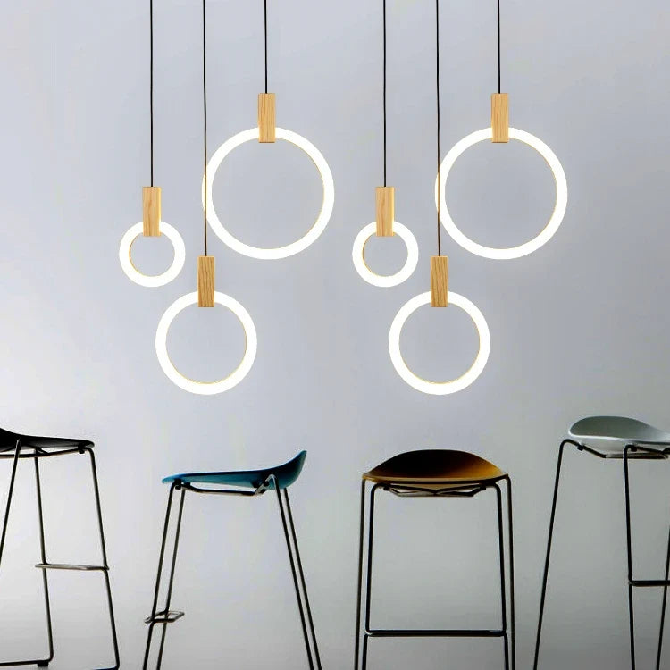 Modern Creative Led Wooden Living Room Chandelier, Bedroom Lamps Nordic Attic Chandelier, Dining Room Decorative Chandelier