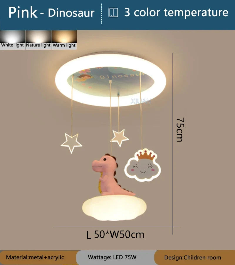Lustre créatives pour chambre d'enfants rose vert dinosaure fille garçon enfants suspendus