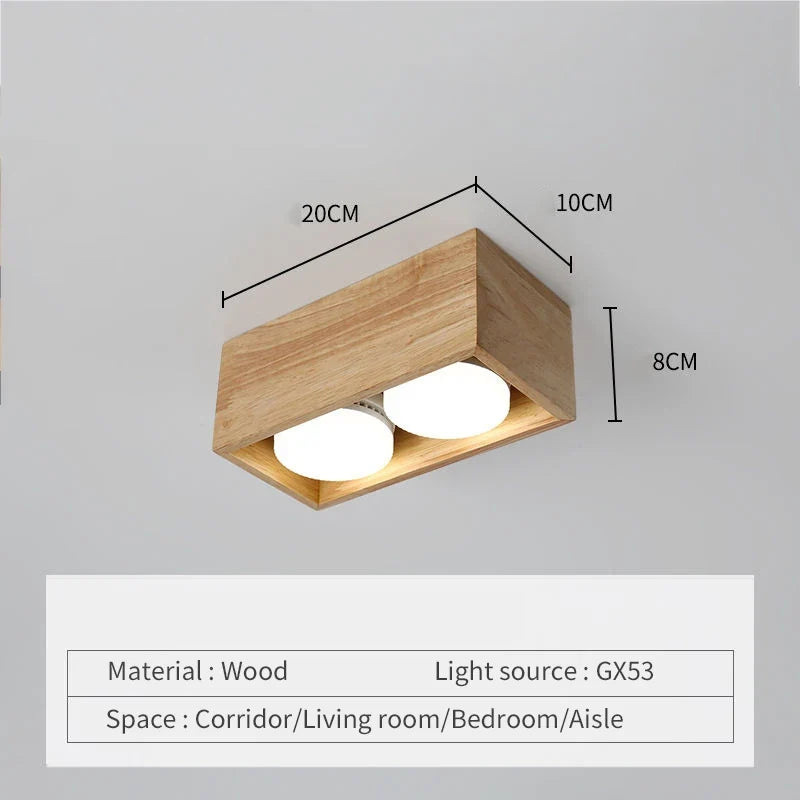 plafonnier minimaliste bois brut intérieur chambre bureau couloir vestiaire