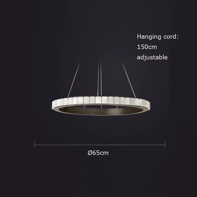 Lustre design anneaux LED postmoderne marbre or noir rond design pour salle à manger