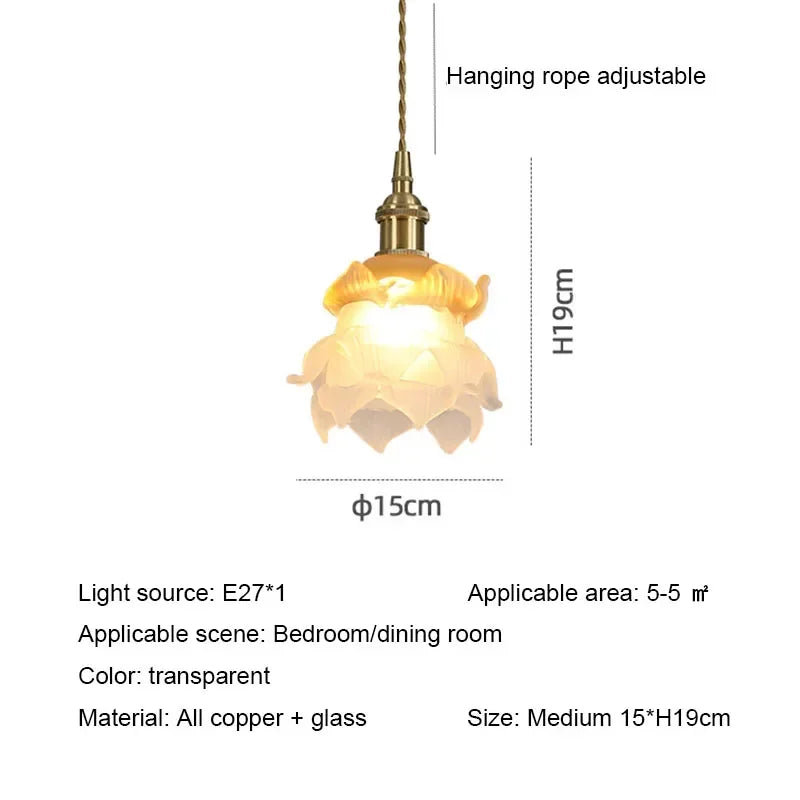 suspension en verre rétro en forme de fleur pour décoration intérieure