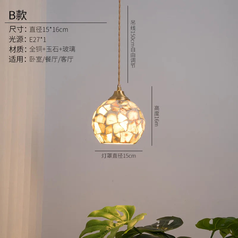 lustre en verre coquillage pour un décor bohème nordique