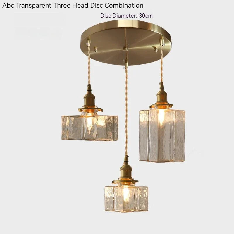 suspension de style japonais vintage en verre et laiton led