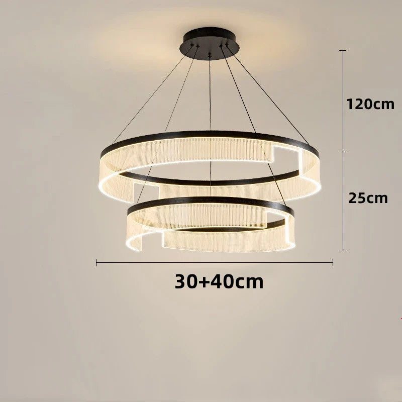 lustre à led circulaire en aluminium et acrylique pour intérieur décoratif