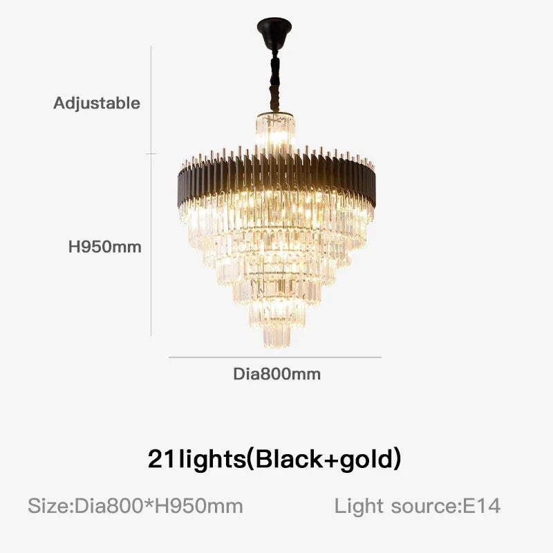 Lustre en Cristal de salon de luxe moderne Lustre en Cristal noir de haute qualité lampe en Cristal LED suspendue
