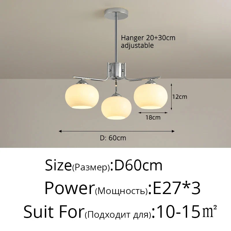 lustre nordique simple en verre blanc pour décoration de plafond