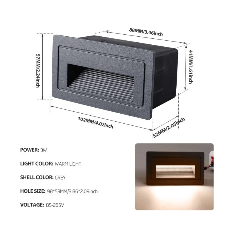 escalier led footlight intégré étanche dissimulé extérieur