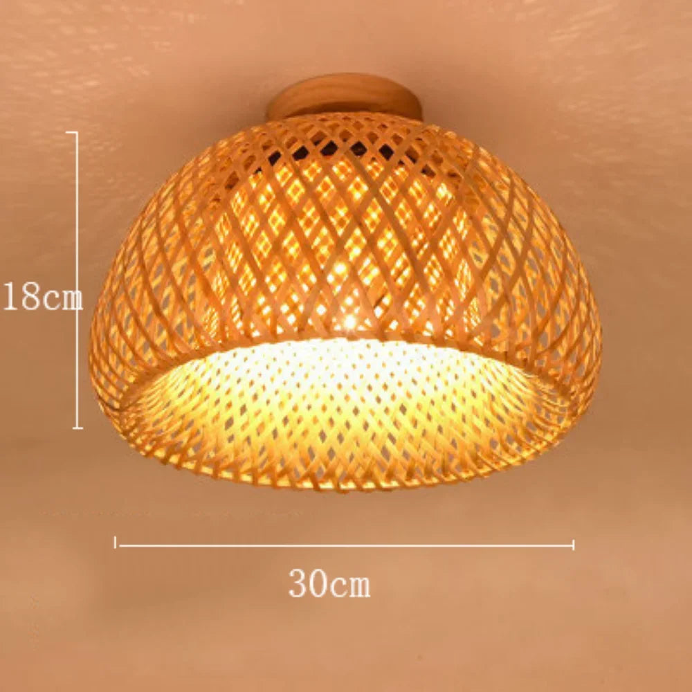 30 rotin osier plafonnier suspension abat-jour maison chambre décor Lustre bambou bois Art suspendu Lustre Luminaire