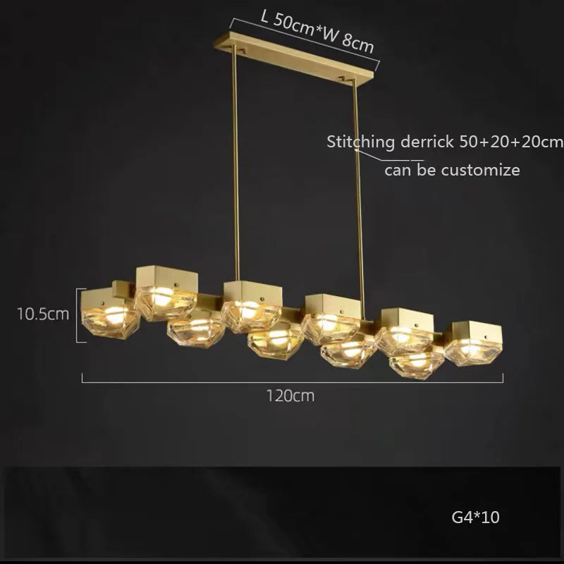 suspension led décorative en cuivre avec luminaire réglable