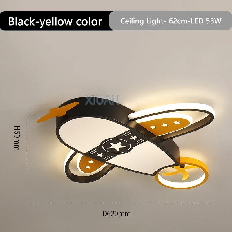 lustre avion moderne pour enfants avec éclairage télécommandé