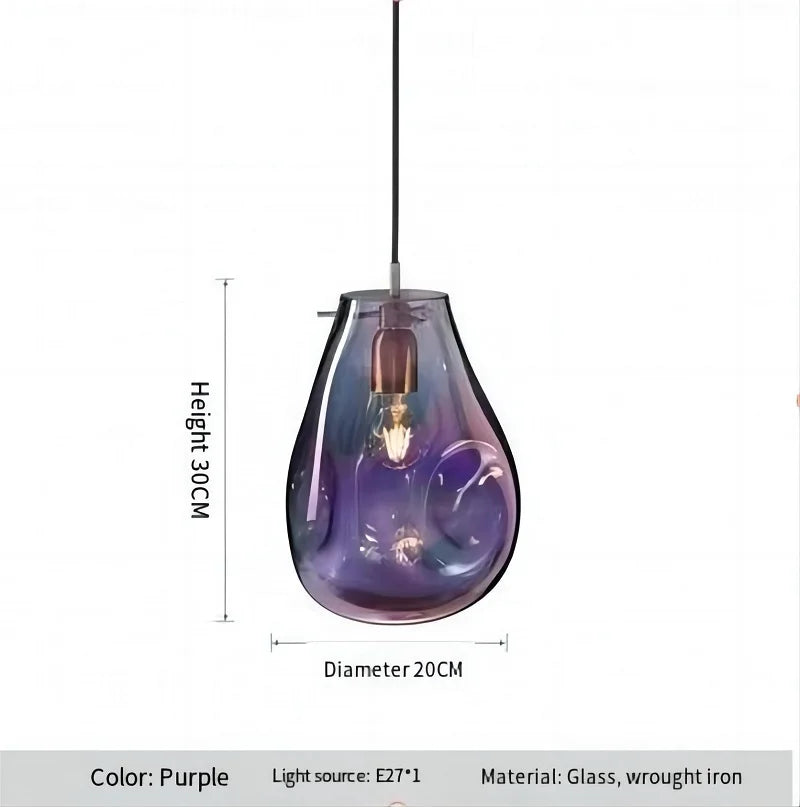 Suspension design moderne simple créatif en verre led nordique macaron