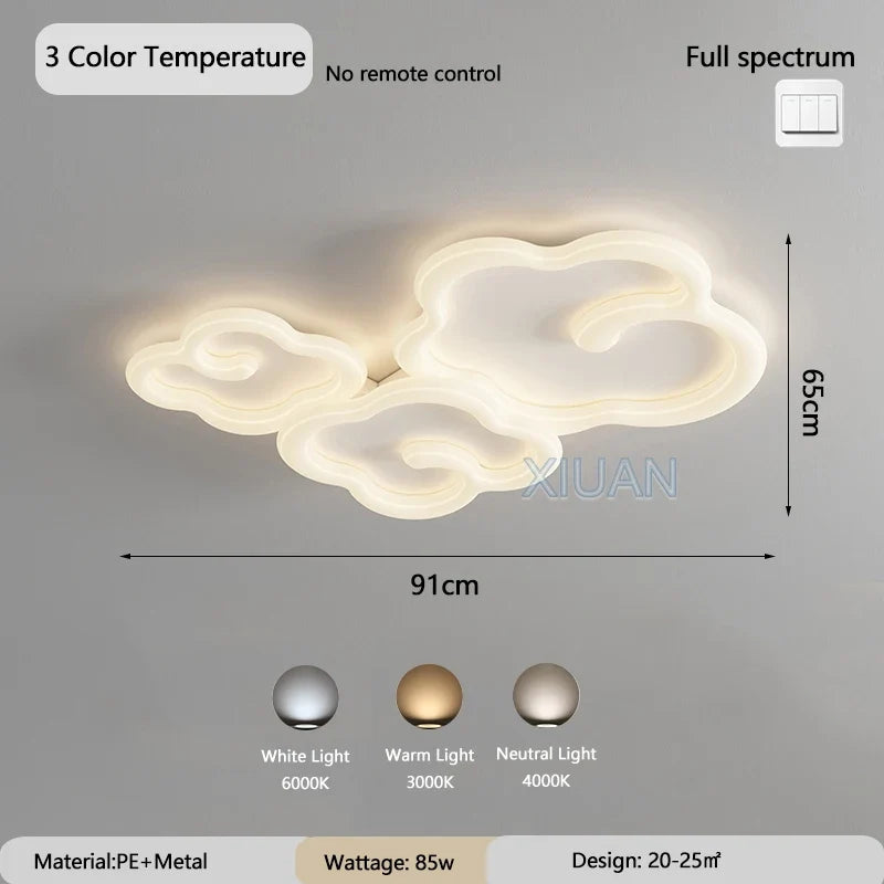 lustre scandinave nuage blanc avec télécommande optionnelle led