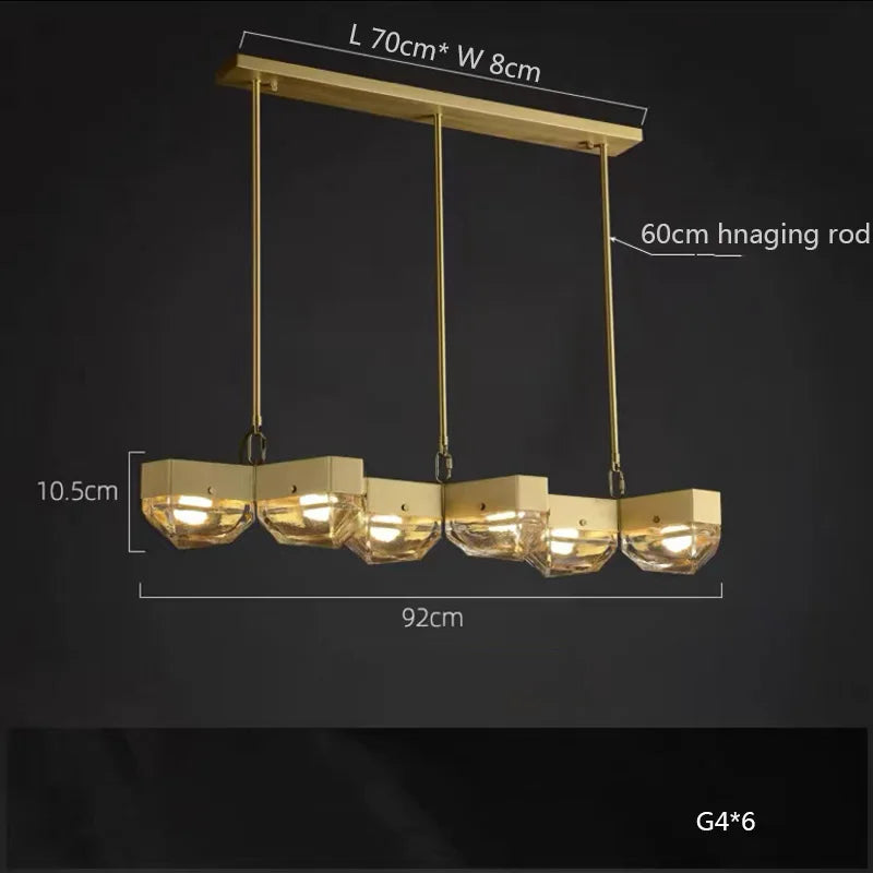 suspension led décorative en cuivre avec luminaire réglable