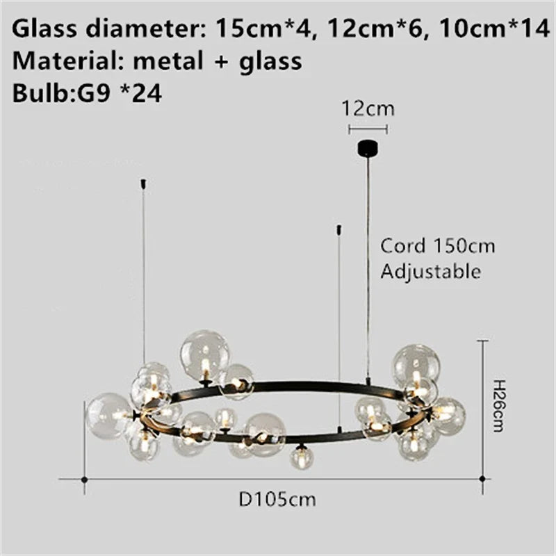 lustre en verre design nordique pour éclairage moderne décoratif