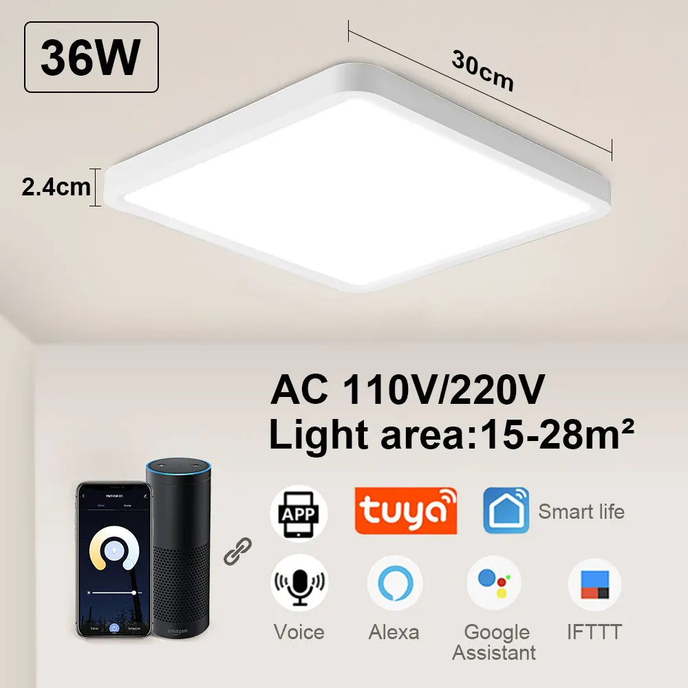 Tuya Smart LED plafonnier App commande vocale Alexa Google télécommande plafonniers carrés salon chambre éclairage