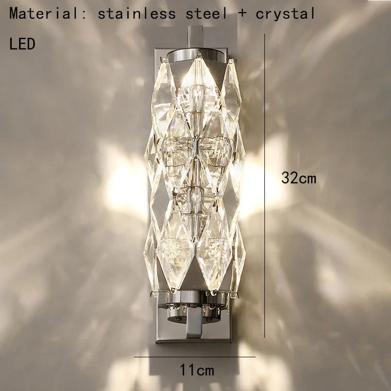 applique murale led moderne en verre de cristal avec 3 gradations variables