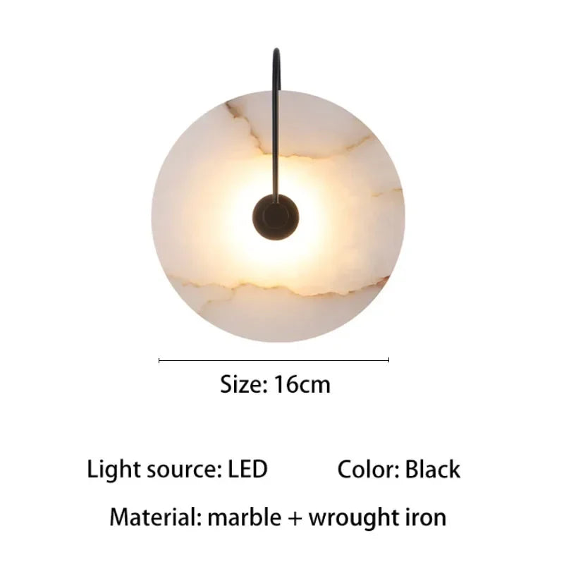 Applique murale LED marbre moderne luxe noir or