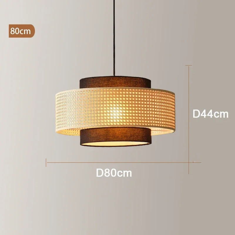 Suspension design à cannage en bambou rotin LED déco