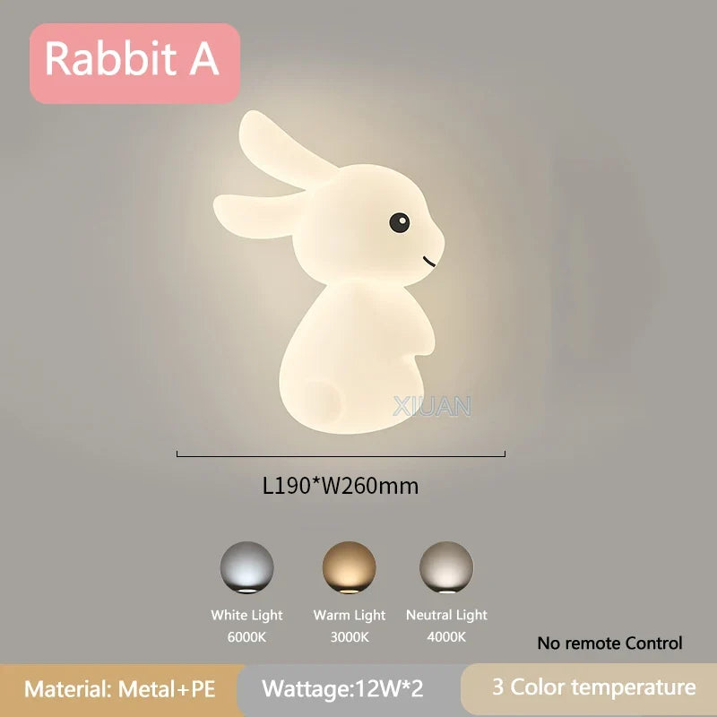 applique murale enfant motif lapin carotte nuage lumière