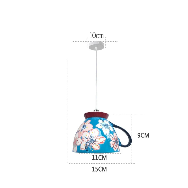 suspension en céramique design art thé éclairage led g4