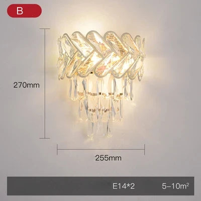 applique murale led moderne en cristal doré à intensité variable