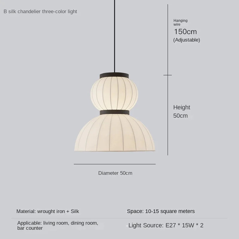 Lustre boule ovale en tissu style soie japonaise design