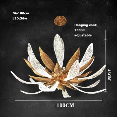 lustre led en cuivre et verre à intensité variable pour intérieur