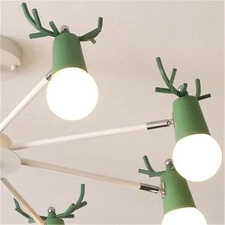 lustre led en fer et bois forme cerf pour décoration intérieure