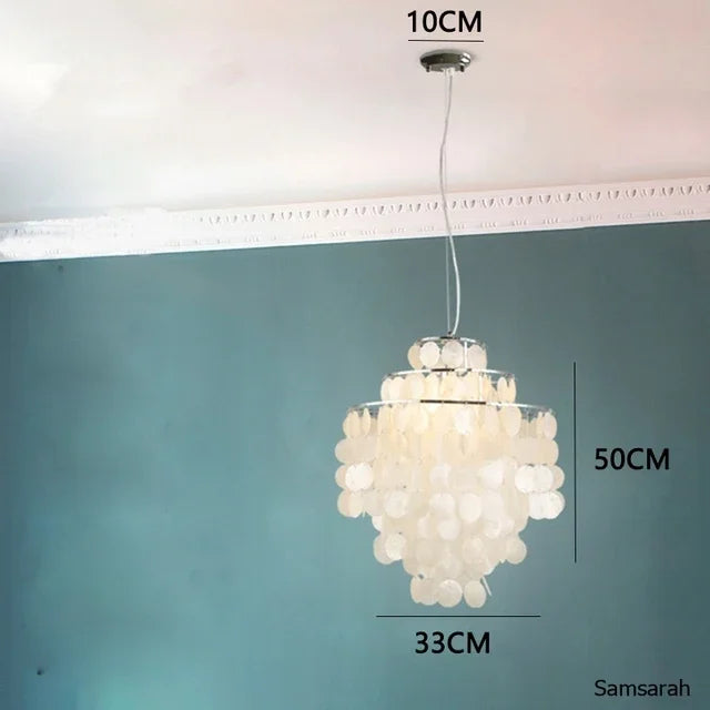 lustre nordique en coquillage avec luminaire à led