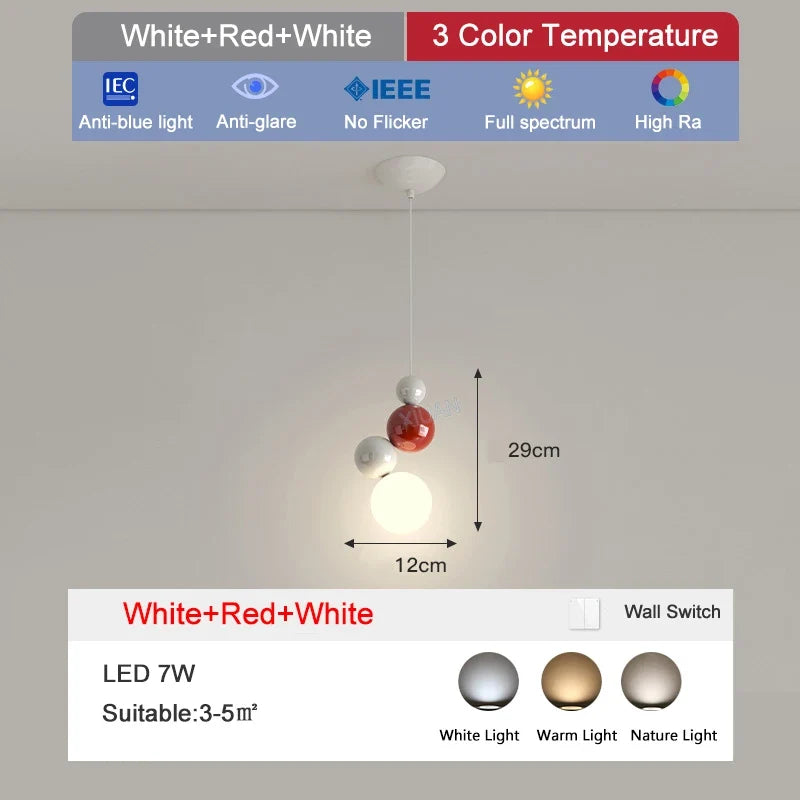 lustre suspendu en métal rond pour chambre d'enfant