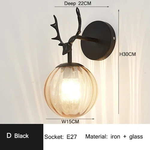 applique murale led rétro boule de verre décorative veilleuse