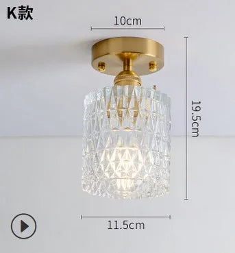 plafonnier moderne japonais en verre sculpté rétro élégant