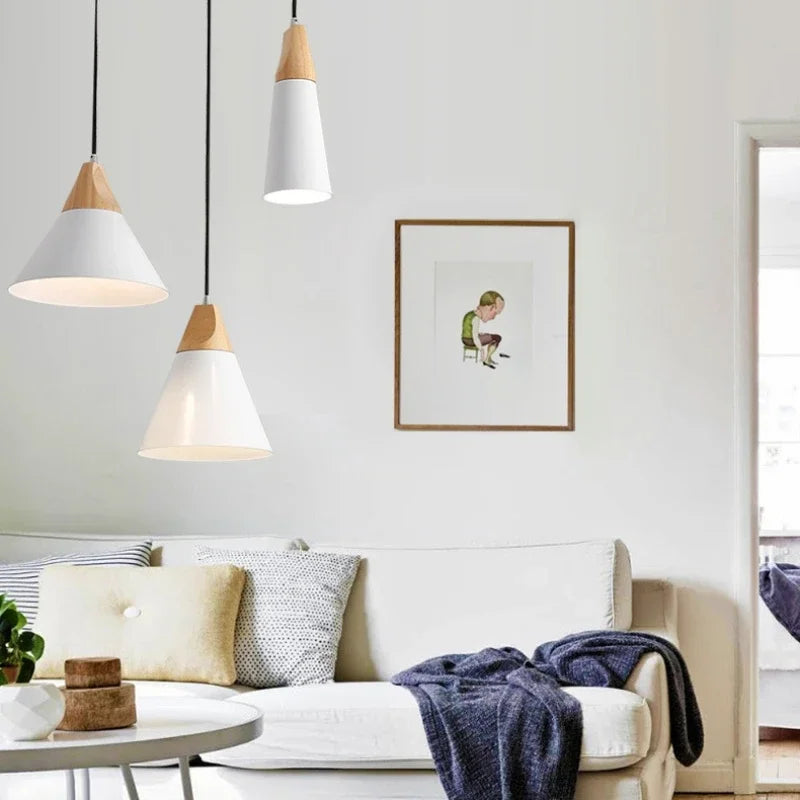 suspension en bois et fer pour un éclairage moderne
