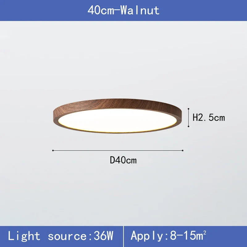 plafonnier led ultra-mince circulaire grain de bois 3 tons lumière