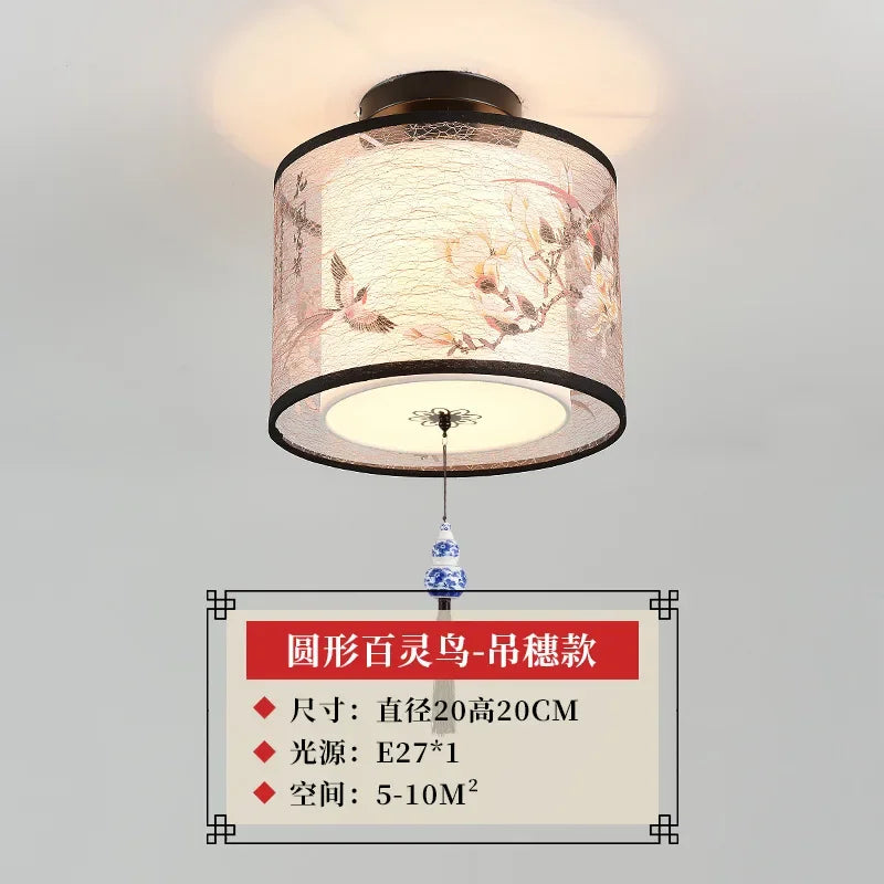 lustre chinois créatif lotus éclairage suspendu peinture décorative