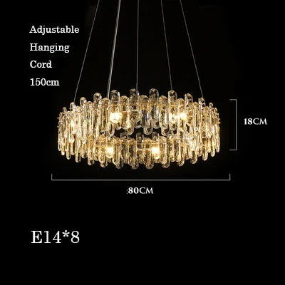 lustre glamour moderne en cristal clair pour intérieur
