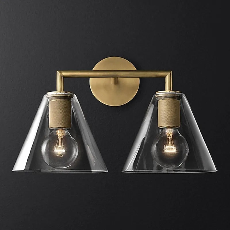 applique murale rétro américaine en verre avec éclairage led