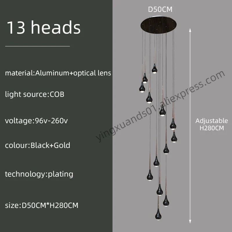 suspension moderne à led pour escalier et intérieur