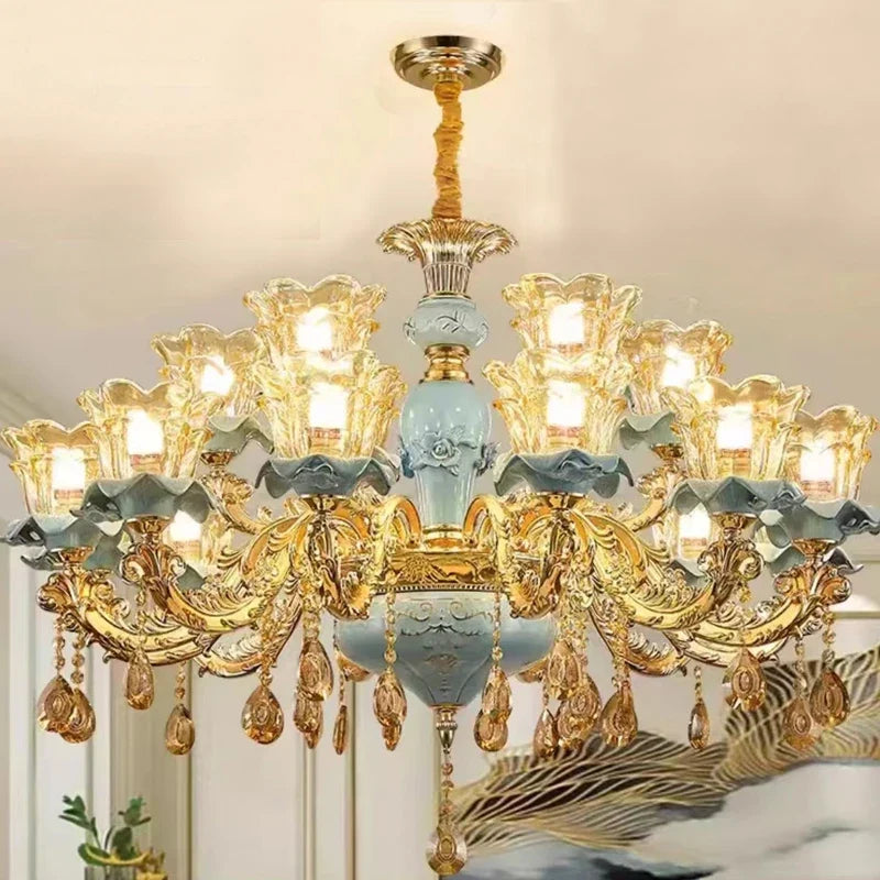 lustre rétro en céramique style européen pour intérieur