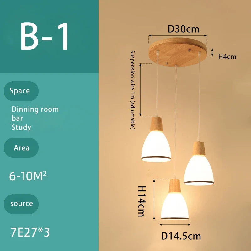 lustre en bois massif et verre luminaire suspendu