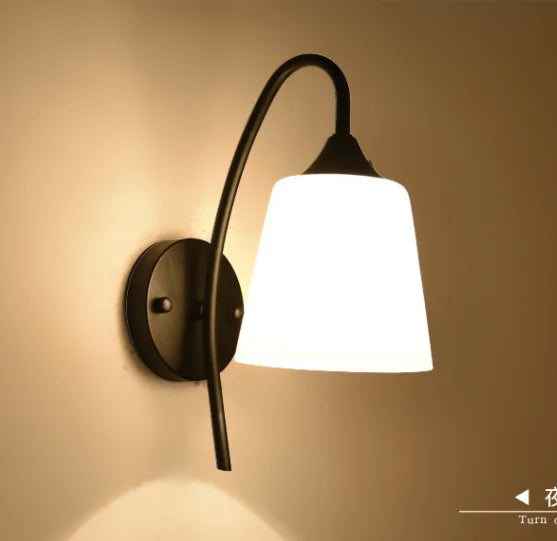 lampe de chevet américaine antique en verre et fer led pour hôtel