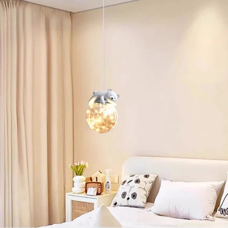 lustre moderne mignon pour chambre d'enfants ours et lapin