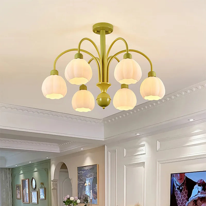 lustre abat-jour citrouille moderne 2023 en verre pour décoration maison