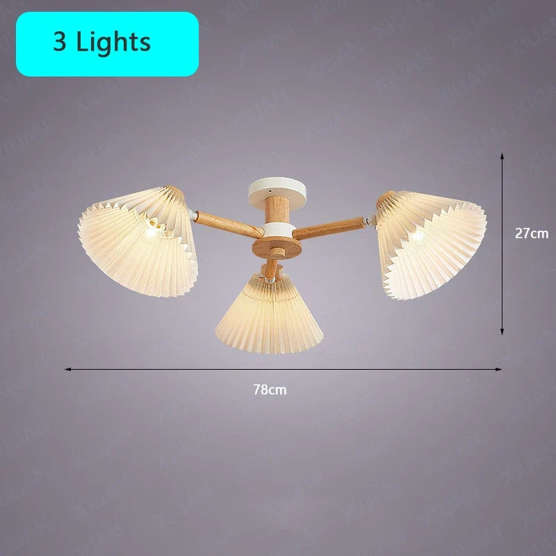lustre moderne nordique en bois parapluie plissé pour maison