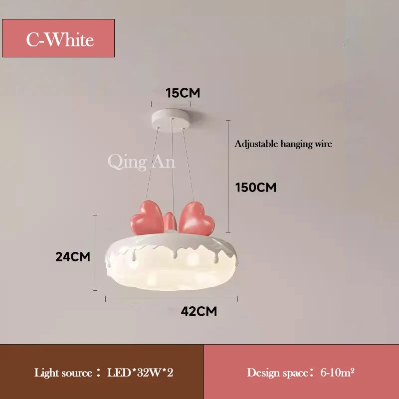lustre en forme de donut avec nœud rose pour décoration enfantine