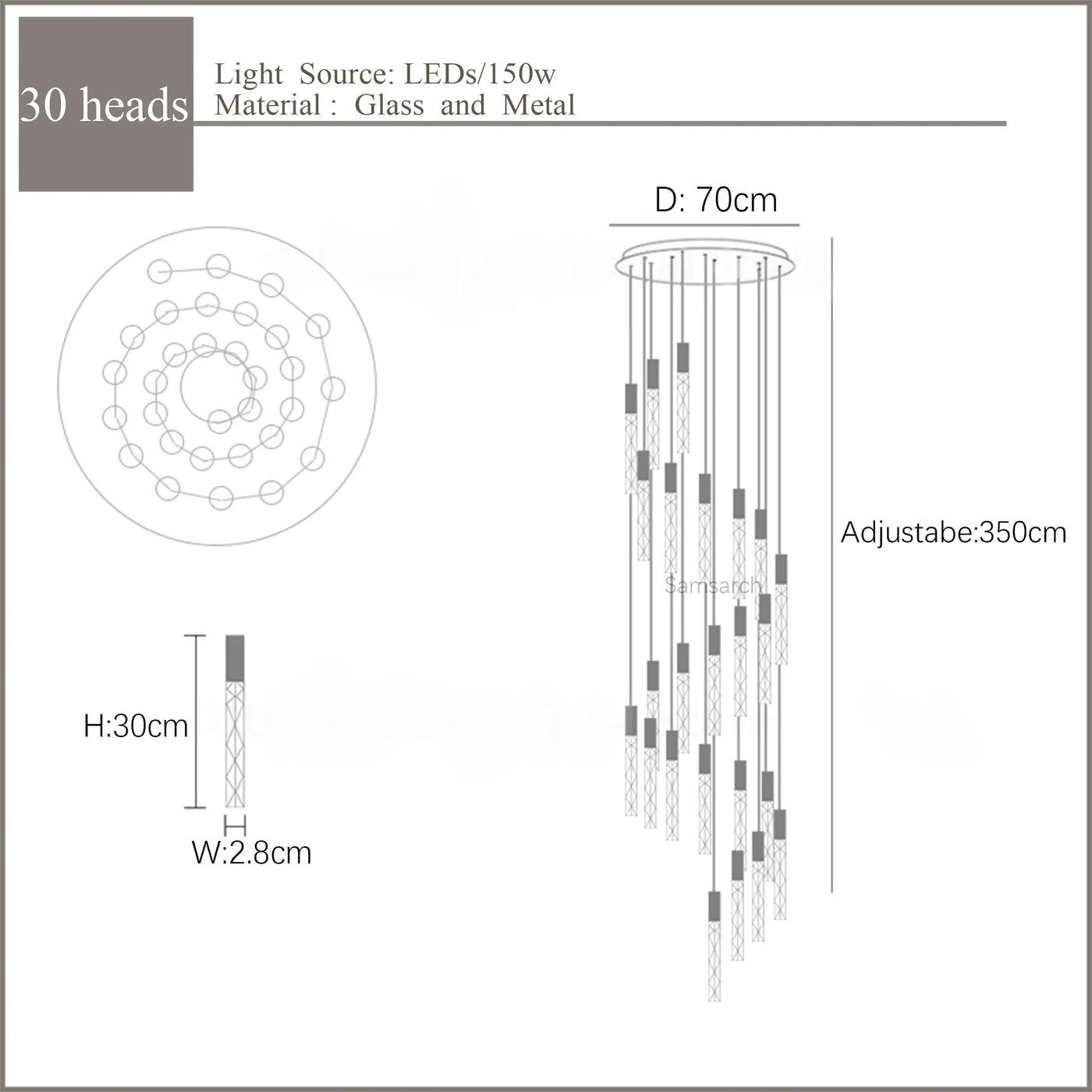 lustre en or lampe d'escalier moderne LED éclairage intérieur en cristal spirale