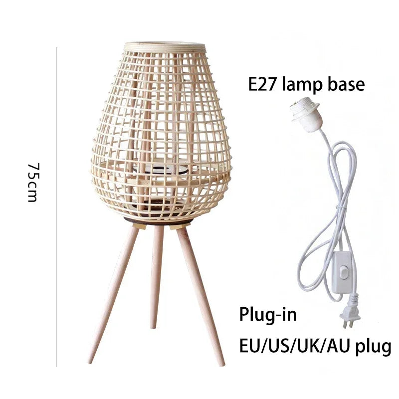 Lampe à vent en rotin avec pieds