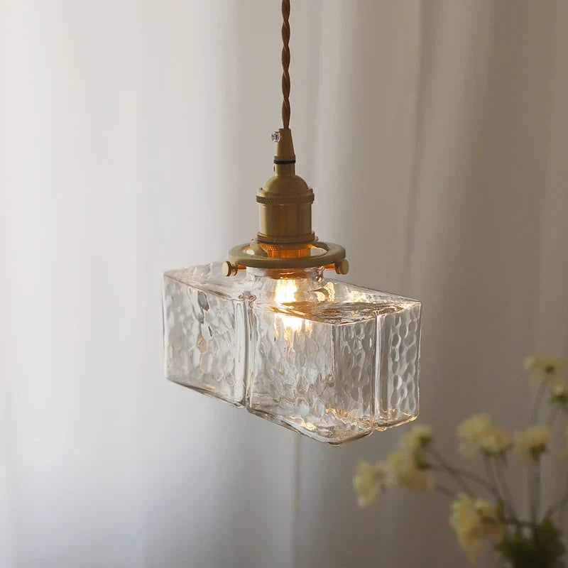 lustre japonais en verre minimaliste moderne avec éclairage led